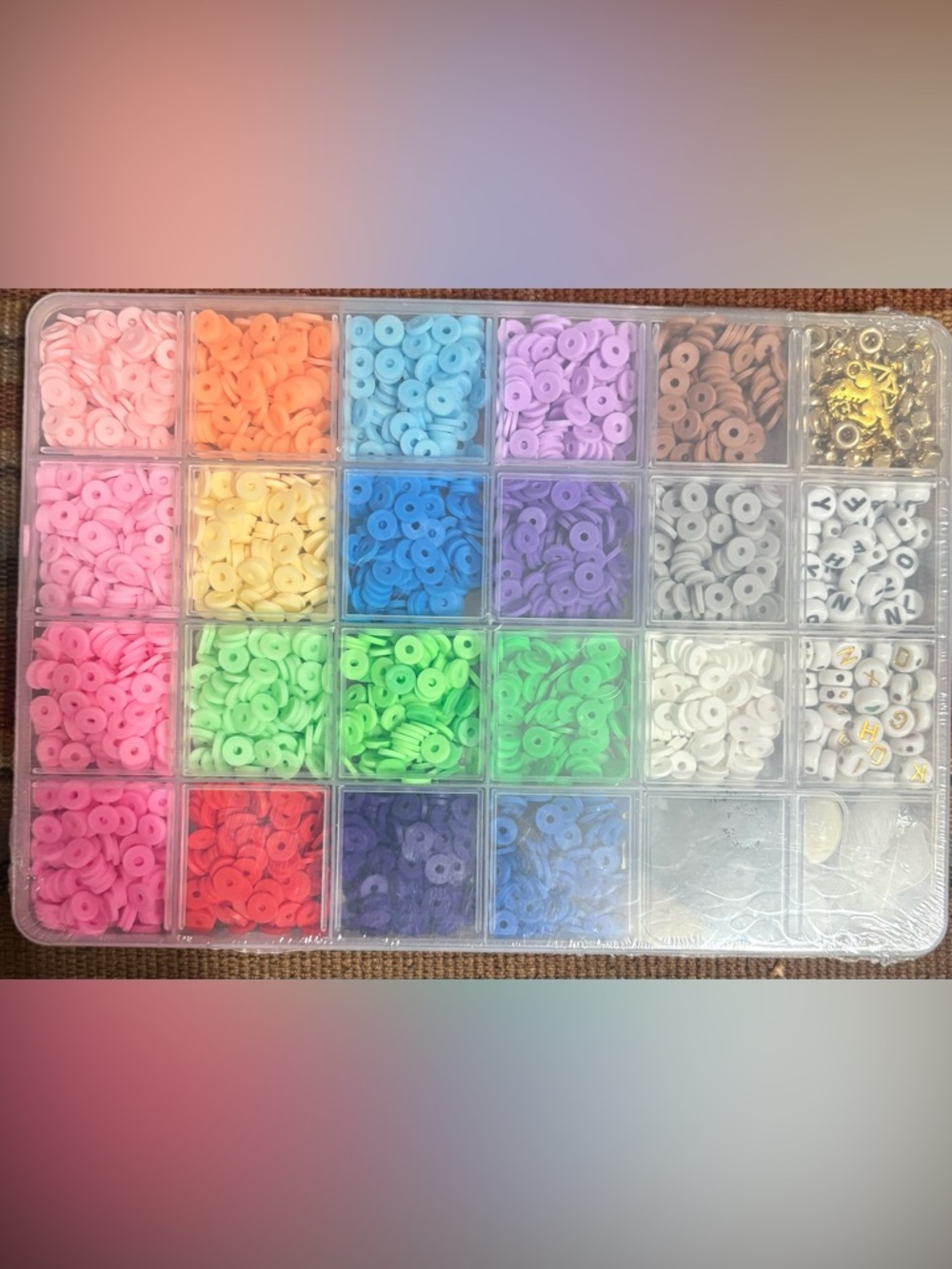 Assorted Flat Clay Beads Kit 24 Colors 3500 Count- Multicolor